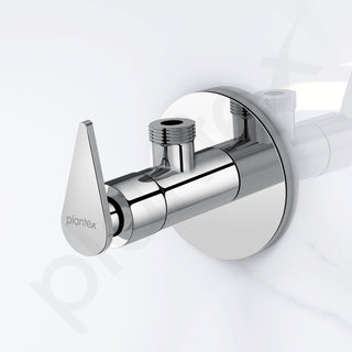 Plantex Angle Valve for Bathroom/Pure Brass Quarter Turn Angle Cocke for Bathroom with Brass Wall Flange and Teflon Tape - (LEA-705, Chrome)