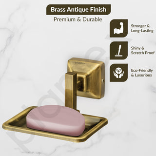 Plantex 304 Grade Stainless Steel Bathroom Soap Dish/Soap Holder/Soap Stand/Bathroom Accessories - Squaro (Brass Antique)