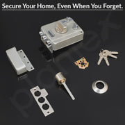 Plantex Heavy Duty Rim Locks for Main Door/Night Latch Lock with 4 Keys/Tribolt Lock with 5 Years of Warranty/Suitable for Inside Opening Door- Pack of 1 (Satin White & Chrome)