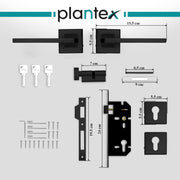 Plantex Premium Door Lock for Main Door/Mortise Door Lock for Bedroom/Door Handle Lock Set with 3 Brass Keys (605-Black)