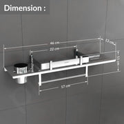 Plantex Stainless Steel Bathroom Shelf/4in1 Multipurpose Shelf for Bathroom/Towel Hanger/Tumbler Holder/Soap Dish/Stand/Bathroom Accessories Set (18 x 5 Inches) - Pack of 1