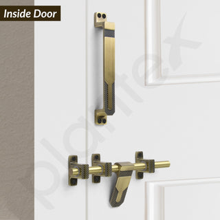 Plantex Stainless Steel Door Kit for Single Door/Door Accessories (10-inch Al-Drop,8-inch Latch,2 Handles of 8 and 7 Inch,7-inch Tower Bolt and 4-inch Door Stopper- (Brass Antique)
