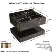 Plantex Floating Vanity/Slab Tile Vanity with Washbasin for Bathroom/Wall Mount Cabinet with Sink - (Marmor Black - 60 X 45 cm)