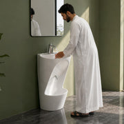 Plantex Wudu Basin/Ceramic Ablution with Leg Wash/Premium One Piece Basin/Free Standing Pedestal Basin for Bathroom (34x24x18 inch - White)