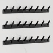 Plantex Wall Hooks for Hanging Cloth/Stainless Steel Towel Hangers/Bathroom Robe Hooks/Door Hangers/Square Wall Hook/Hook Rail for Hanging Keys - 8 Hooks (Pack of 3,  PVD Black)