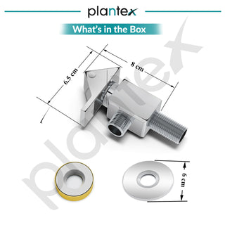 Plantex Pure Brass PRI-305 Angle valve with Teflon tape and Brass Wall Flange for Bathroom/Wash Basin/Washing Machine- [Mirror Chrome]