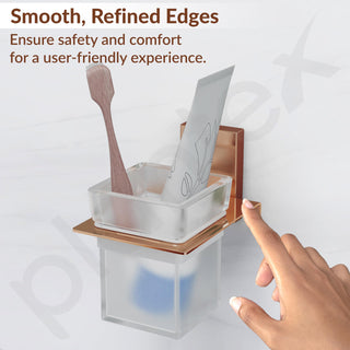 Plantex 304 Grade Stainless Steel Glass Tumbler Holder/Toothbrush Holder for Bathroom/Bathroom Accessories – Pack of 1 (Crystal, PVD Rose Gold)