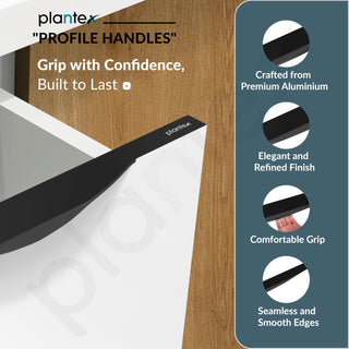 Plantex Profile Handle for Kitchen Cabinet/16 Inch Alluminium Drawer Profile Handle/Wardrobe Pull Handle for Home/Office/Hotel - Pack of 5 (Black)