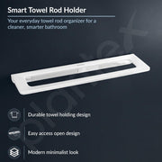 Plantex 20 Inch Acrylic Towel Hanger for Bathroom/Towel Rod for Kitchen/Napkin Holder/Stand/Towel Bar for Bathroom - Pack of 1 (VIW-126, White)