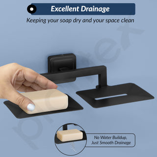 Plantex 304 Grade Stainless Steel Black Dual Soap Holder for Bathroom/Double Soap Dish/Soap Stand/Soap Case/Bathroom Accessories - Decan (Black)