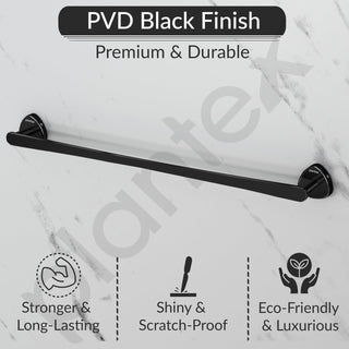 Plantex J4 Stainless Steel 24 Inch Single Towel Rod for Bathroom/Towel Holder in Bathroom/Towel Holder/Bathroom Accessories (PVD Black Finish) Angel