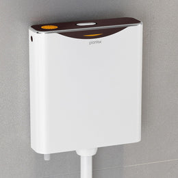 Plantex Flush Tank for Toilet with 10 Ltr Water Capacity/Single Flushing Cistern for Bathroom/Polypropylene Toilet Flush Tank - Pack of 1 (Boss, Brown & White)