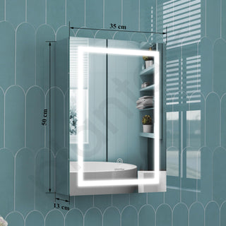 Plantex Premium 304 Stainless Steel Bathroom Cabinet with LED Mirror/Bathroom Organiser/Bathroom Shelf for Wall with Mirror (14x20 Inch-LED/Chrome)
