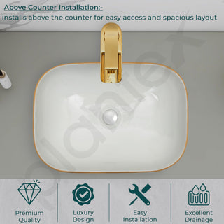 Plantex Ceramic Washbasin for Bathroom/Table Top Wash Basin/Countertop Vessel Sink Basin - Indo-European Collection - (NC-104,18 x 13 x 5 Inch)