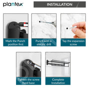 Plantex Stainless Steel Folding Towel Rack for Bathroom/Towel Rod with Hooks/Towel Stand/Towel Holder/Bathroom Accessories (24 inch) Matt Black