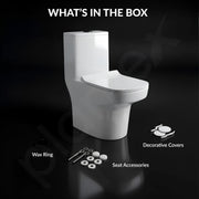 Plantex Ceramic Commode for Toilet/One Piece Western Toilet with 6D Siphonic Flush/Commode with Soft Closing Toilet Seat - S Trap - (ASTA, White)