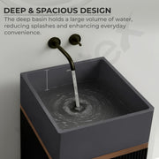 Plantex Acrylic Resin & Quartz Pedestal Basin for Bathroom/One Piece Pedestal Free Standing Square Wash Basin for living Room/Hotel (Grey & Black)
