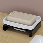 Plantex Single Soap Dish/Stainless Steel and ABS Soap Dish for Bathroom/Soap Stand/Holder/Bathroom Accessories - (Black & White)