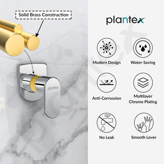 Plantex Pure Brass 25 mm Toilet Flush Valve for Toilet with Teflon Tape and Brass Wall Flange for Commercial and Residential Use-(ORN-220-Chrome)