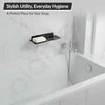 Plantex Stainless Steel Double Soap Dish/Stand/Holder/Tray for Bathroom and Kitchen/Bathroom Accessories - Wall Mount (Black)
