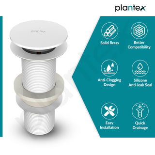 Plantex Pure Brass Waste Coupling 5 Inch/Waste Coupling for Wash Basin/Coupling for Drain Out let System Full Thread - Pack of 1 (Ceramic White)