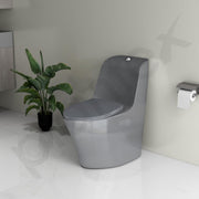 Plantex Imported Ceramic Commode/Rim Siphonic Vaccum Jet Flush Western Commode/One Piece Western Toilet with Soft Close Toilet Seat - S Trap (Glossy Grey)