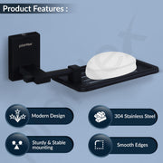 Plantex 304 Grade Stainless Steel Soap holder for Bathroom/Soap Case/Soap Tray/Bathroom Accessories - Senso (Black)
