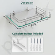 Plantex Glass Setup Box Stand Wall Mounted/Glass Shelf/Wall Shelf Rack/Wall Mount Holder with Wall Brackets (12 X 9 Inch)