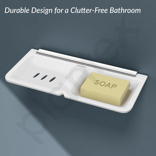 Plantex Stainless Steel Rails Double Soap Holder for Bathroom and Kitchen/Soap Stand/Bathroom Accessories for Home (11 Inch, Acrylic, White)