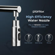 Plantex Brass Water Saving Nozzle for Kitchen Tap/Water Tap Extension with 3 Anti-Splash Modes/Upto 80% Water Saving/Fits F22 and M24 mm tap- (Chrome)