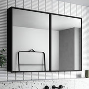 Plantex Bathroom Cabinet with Mirror/Aluminium Framed Double Door Bathroom Cabinet Storage/Mirror Cabinet for Bathroom Wall/Bathroom Organiser Cabinet (24x32 Inch, Black)