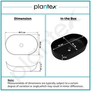 Plantex Ceramic Basin/Rectangle Tabletop Wash Basin for Bathroom/Washbasin Sink for Home/Office/Restaurant (Black Matt - 21 x 14 x 6 Inch)