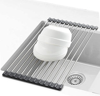 Plantex Stainless Steel Role up Kitchen Sink Fruit and Vegetable Drying Drain Rack / Folding Sink Drying Rack