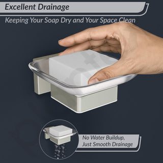 Plantex Stainless Steel Glass Soap Dish for Bathroom/Soap Holder/Soap Case/Soap Stand for Kitchen/Bathroom Accessories - Aqua (Satin)