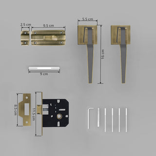 Plantex Heavy Duty Mortise Door Lock for Bathroom/Mortise Keyless Handle Set for Bathroom/Store Room/Balcony (7064–Brass Antique/Satin Black Matt Finish)
