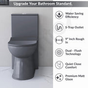 Plantex Ceramic One-Piece Commode for Toilet with Tabletop Wash Basin for Bathroom/Rimless Western Toilet/Bathroom Wash Basin/S Trap Commode - Smoke