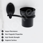 Plantex 304 Grade Stainless Steel Tumbler Holder/Tooth Brush Holder for/Bathroom Accessories - Oreva (Black)