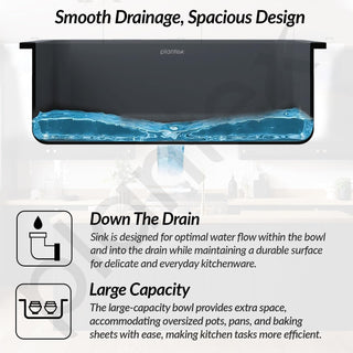 Plantex Matt German Engineered Technology Quartz Sink For Kitchen/UV Protected Kitchen Sink/Single Bowle Sink For Home (Smoke Grey-18X24 Inch)
