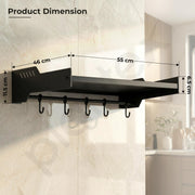 Plantex Oven Stand for Kitchen/GI Steel Oven Stand/Wall Mounted Oven Organizer for Home/Kitchen - Pack of 1 (Black)