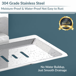 Plantex 304 Grade Stainless Steel Soap Dish Stand for Bathroom & Kitchen/Soap Dish/Bathroom Accessories - Iris (Chrome)
