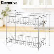 Plantex 2-Tier Stainless Steel Rack For Kitchen/Kitchen Organizer Rack/Countertop Tiered Shelf/Small Jar Organizer (Chrome)