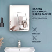Plantex Bathroom Cabinet with Mirror/ABS Bathroom Storage Cabinet/Mirror Cabinet for Wall/Mirror with Storage for Bathroom - 18x14 Inch (CAB-117, Grey)