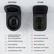 Plantex Platinum Ceramic P Trap Wall Hung Western Commode/Rimless Washdown Flush for Western Toilet/ Commode with Soft Close Toilet Seat Cover  - (Black)