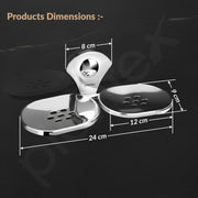 Plantex Dual Soap Holder for Bathroom/Stainless Steel Double Soap Dish/Soap Stand/Soap Case/Bathroom Accessories - Pack of 1 (Royal - Chrome, APS-580)