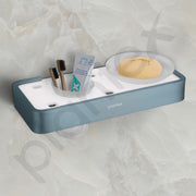Plantex Aluminium and Acrylic Soap Holder with Tumbler Holder/Soap Dish with Toothbrush Holder for Bathroom/Soap Stand/Toothpaste Holder - (Grey and Milky White)
