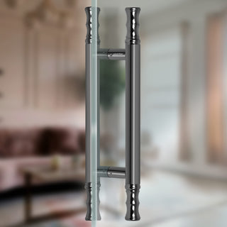 Plantex Main Door Handle - Pull/Push Handle for Wooden & Glass Door - 14 Inch - Gray Glossy - Stainless Steel - 3 Years Warranty