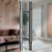 Plantex Main Door Handle - Pull/Push Handle for Wooden & Glass Door - 14 Inch - Gray Glossy - Stainless Steel - 3 Years Warranty