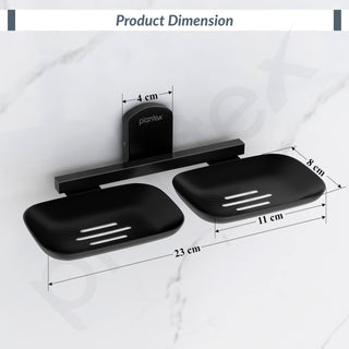 Plantex 304 Grade Stainless Steel Double Soap Holder for Bathroom/Soap Stands/Bathroom Accessories - Parv (Black)