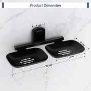 Plantex 304 Grade Stainless Steel Double Soap Holder for Bathroom/Soap Stands/Bathroom Accessories - Parv (Black)