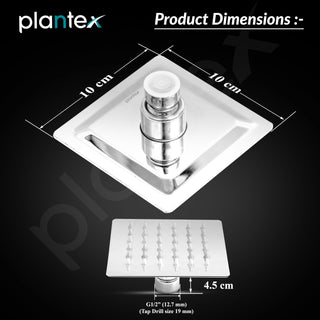 Plantex Stainless Steel Shower Head 100 mm with Water Saving Nozzle/Shower for Bathroom/Rain Shower Head for Bathroom without Arm-(Ultra Slim-Chrome)